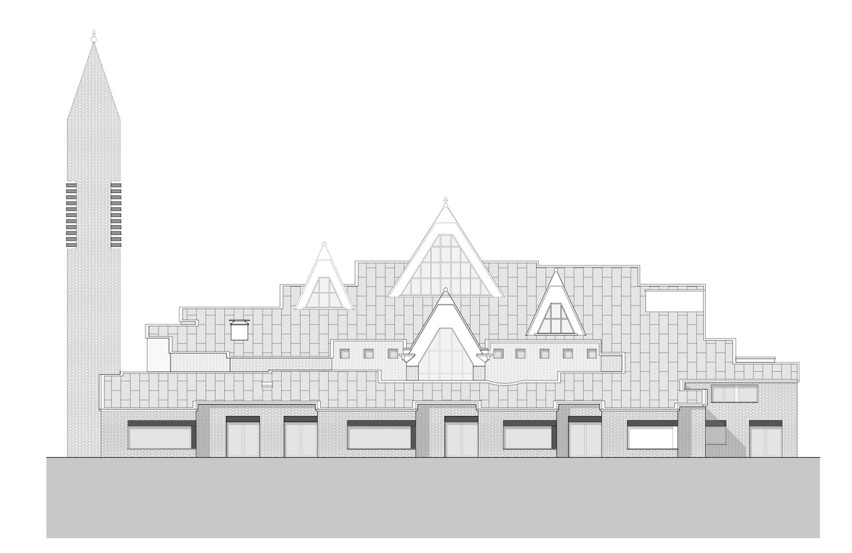 CAD-Ansichtsplan denkmalgeschützte Kirche Laserscanning Bestandserfassung